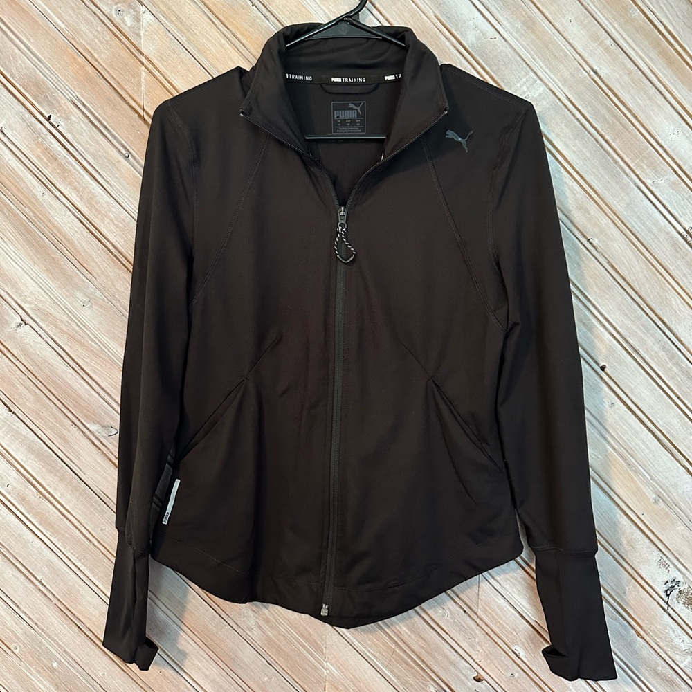 PUMA Training Women's Athletic Workout Utility Light Jacket Black & Grey
